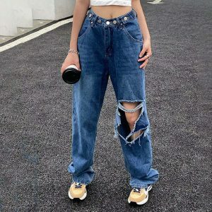 edgy ripped baggy jeans youthful streetwear classic 5956