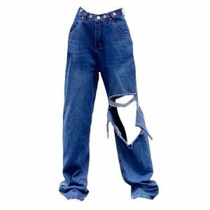 edgy ripped baggy jeans youthful streetwear classic 7061