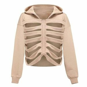 edgy skeleton cutout hoodie youthful streetwear vibe 3146