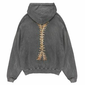 edgy skeleton zip hoodie   youthful streetwear icon 5947