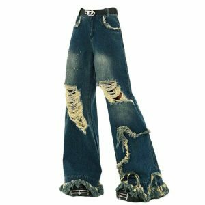 edgy star girl destroyed jeans youthful & bold design 2047