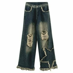 edgy star girl destroyed jeans youthful & bold design 5222