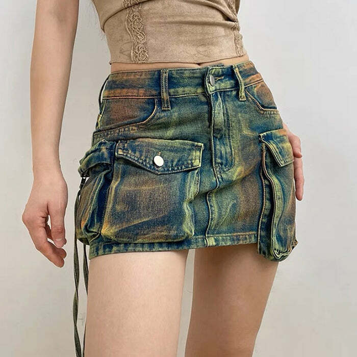 fairy grunge cargo skirt   youthful & edgy streetwear staple 3890