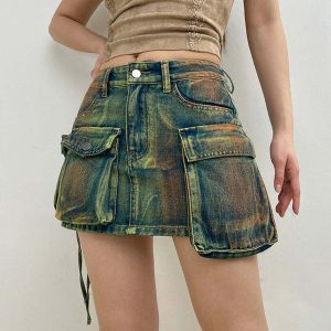 fairy grunge cargo skirt   youthful & edgy streetwear staple 8749