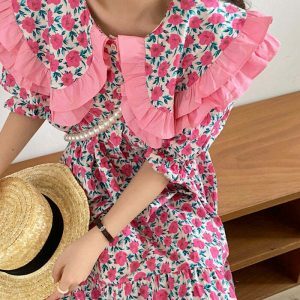 floral collar dress secret garden design youthful chic 3215