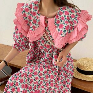 floral collar dress secret garden design youthful chic 6993