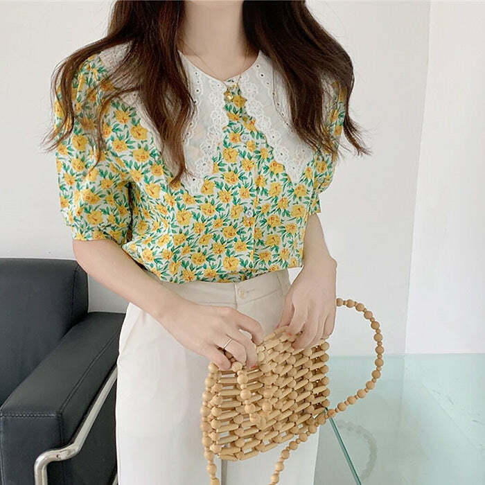 floral collar shirt   chic floral collar shirt youthful & trendy design 7889