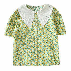 floral collar shirt   chic floral collar shirt youthful & trendy design 8975