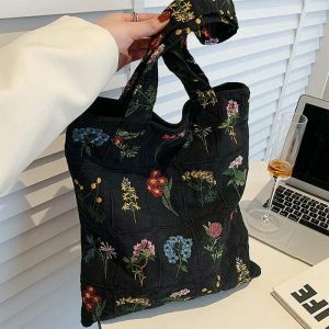 floral embroidered tote bag chic & crafted elegance 5024