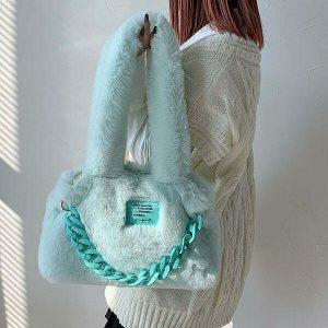 fluffy chain shoulder bag   youthful & chic urban accessory 3680