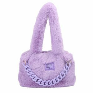 fluffy chain shoulder bag   youthful & chic urban accessory 5207