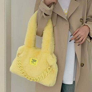 fluffy chain shoulder bag   youthful & chic urban accessory 8543