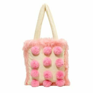 fluffy pom pom bag pink   chic & youthful accessory 6510