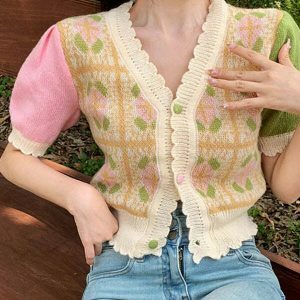 french girl chic knit top   youthful & trendy appeal 1204