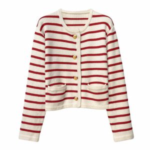 french girl striped cardigan chic & timeless appeal 5263