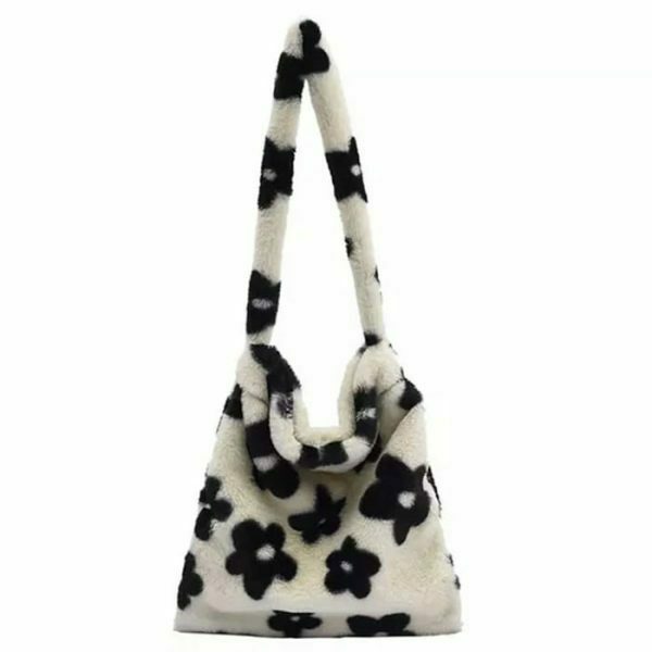 fuzzy floral shoulder bag   chic & vibrant y2k accessory 2395