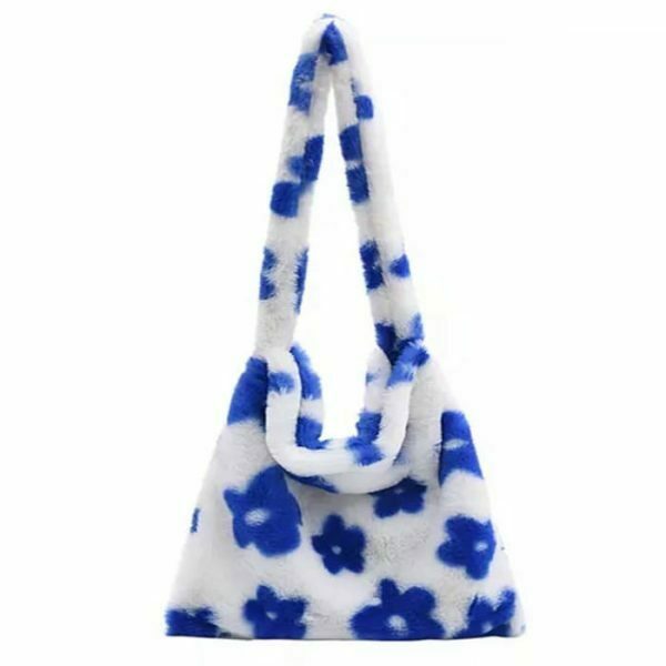fuzzy floral shoulder bag   chic & vibrant y2k accessory 7715