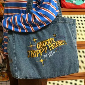 groovy trippy heart denim bag   youthful & iconic style 6503