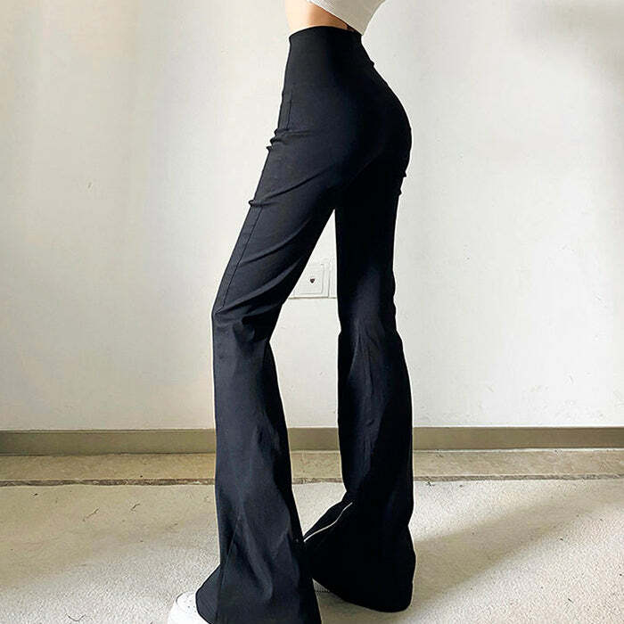 grunge inspired zipup flared pants edgy streetwear look 4971