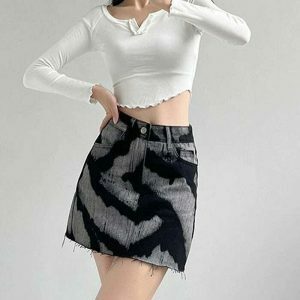 grunge aesthetic denim skirt youthful & edgy street style 6196