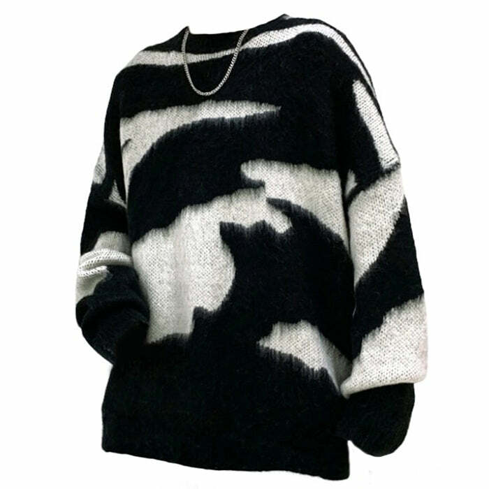 grunge aesthetic fuzzy sweater youthful & edgy comfort 4572