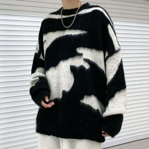 grunge aesthetic fuzzy sweater youthful & edgy comfort 5779