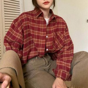 grunge aesthetic plaid shirt youthful & edgy streetwear staple 7467