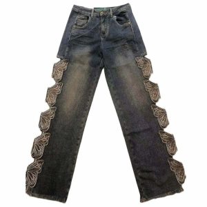 grunge butterfly cutout jeans iconic y2k streetwear 3103