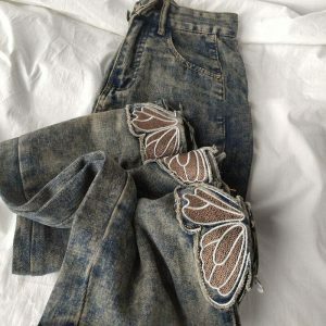 grunge butterfly cutout jeans iconic y2k streetwear 5143