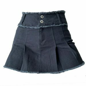 grunge denim pleated skirt youthful & edgy streetwear 1178