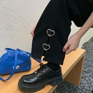 grunge flare slit jeans with aesthetic appeal 5020