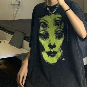 grunge ghost face tee iconic graphic urban style 6820
