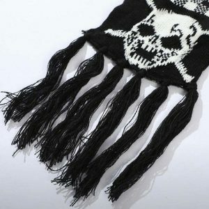 grunge skull scarf knitted design youthful edge 3260