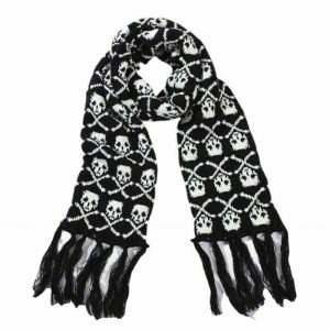 grunge skull scarf knitted design youthful edge 3765