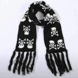 grunge skull scarf knitted design youthful edge 3831