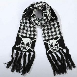 grunge skull scarf knitted design youthful edge 4031