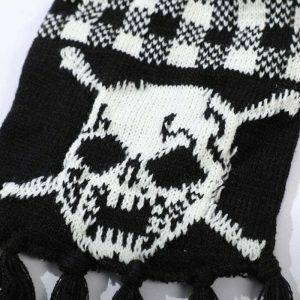 grunge skull scarf knitted design youthful edge 4093