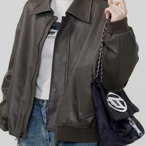 grunge sleaze leather bomber jacket iconic grunge leather bomber sleek & 1119