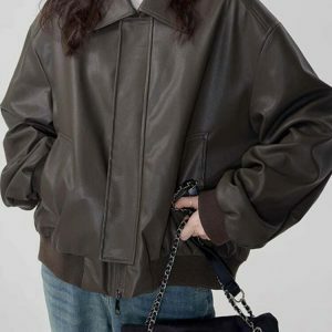 grunge sleaze leather bomber jacket iconic grunge leather bomber sleek & 2481