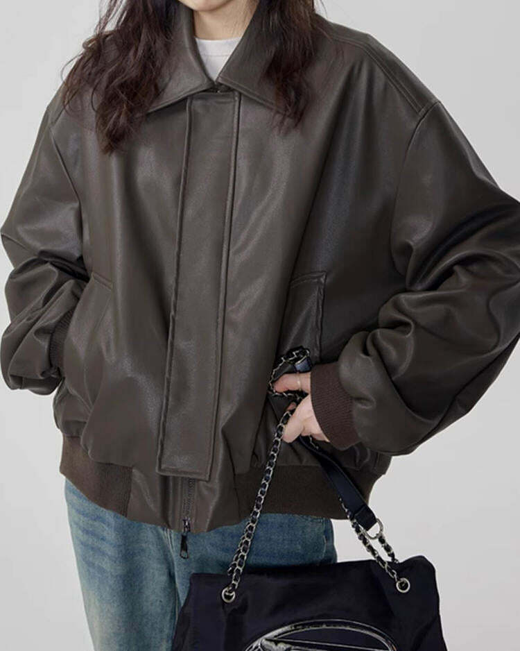 grunge sleaze leather bomber jacket iconic grunge leather bomber sleek & 2481