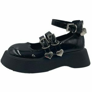 heart buckle chunky sandals   bold & chic streetwear staple 4116