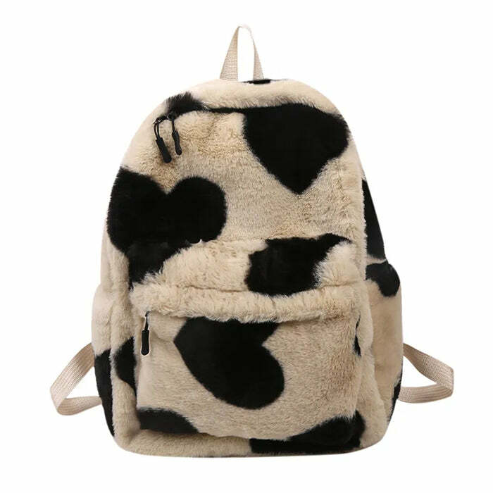 heart crush fuzzy backpack youthful fuzzy backpack with heart crush design 1266