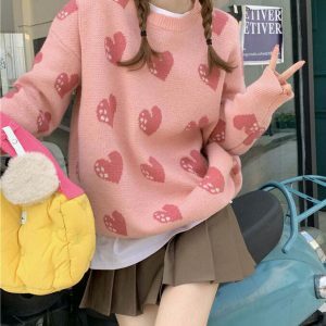 heart stealer knit sweater chic & youthful heart pattern comfort 5190