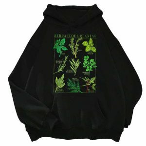 herbaceous plantae hoodie   botanical print urban chic 8070