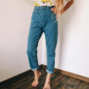 high waisted mom jeans sleek & youthful retro appeal 5048