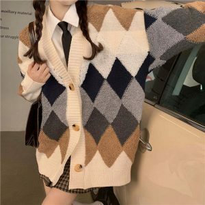 iconic argyle cardigan grandma chic with youthful twist 1340