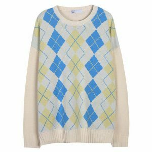 iconic argyle check pullover youthful & dynamic style 1603