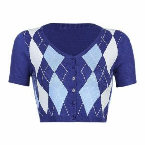 iconic argyle knit top youthful & dynamic pattern 8552