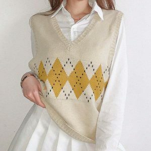 iconic argyle sweater vest youthful & preppy style 1469