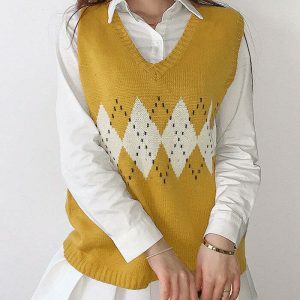 iconic argyle sweater vest youthful & preppy style 5309